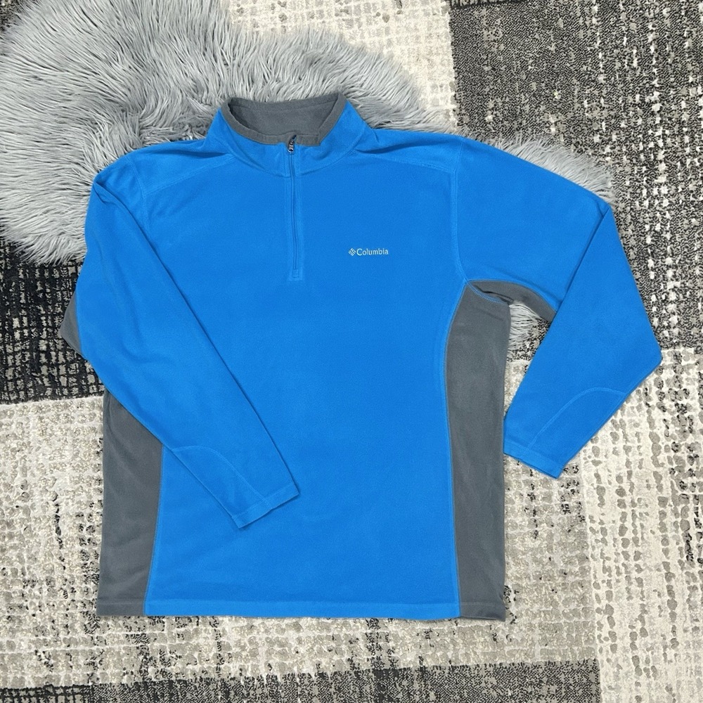 Columbia Pine Ridge Quarter Zip Men XXLarge Lightweight Fleece Blue/Gray XM6279